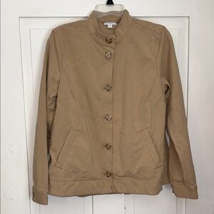 J. Jill Women’s Sandbar Jacket Button-Up Tan Size Small Pockets Preppy Heritage